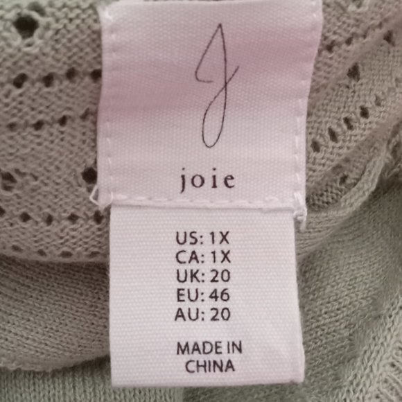 Joie sleeveless open collar pointelle knit banded bottom sweater shell preppy 1X - Picture 3 of 5